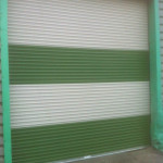 green and white roller door