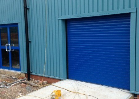blue roller door